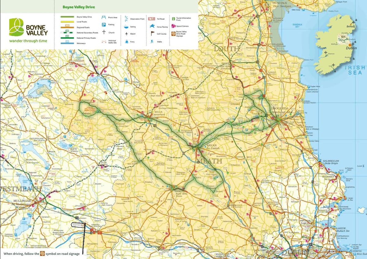 kaart boyne valley iirimaa