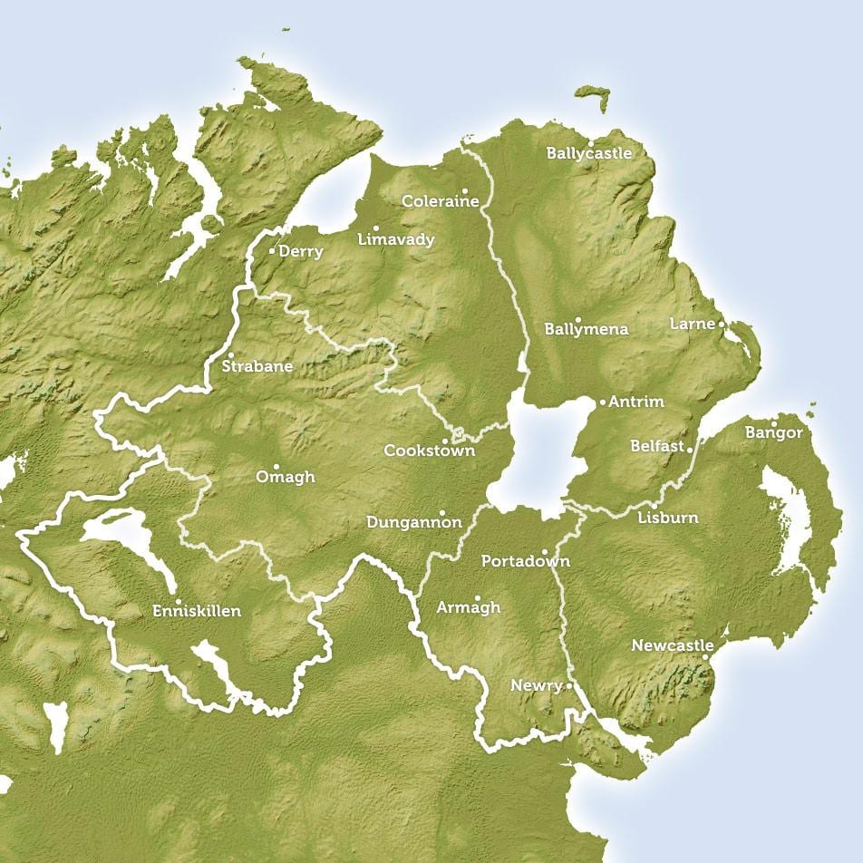 kaart regionaalabi kaardil põhja-iirimaa