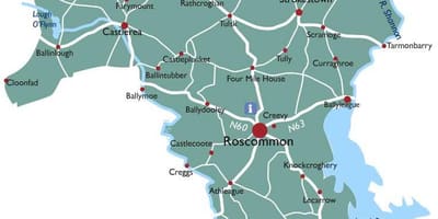 Kaart maakond roscommon iirimaa